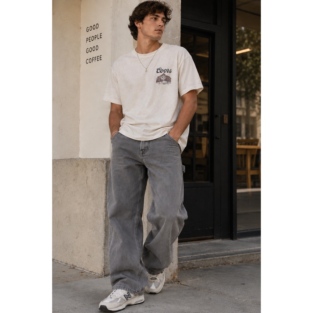 Hollister Baggy Carpenter Jeans Mens 30x30 Grey Washed Utility Workwear Pants